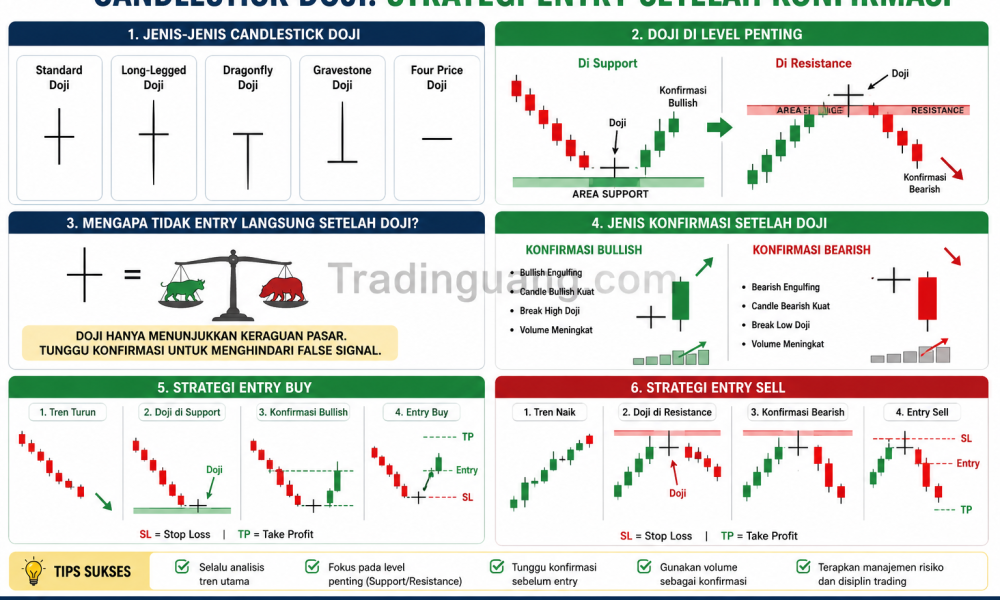 Strategi Entry Setelah Konfirmasi Candlestick Doji di Level Penting