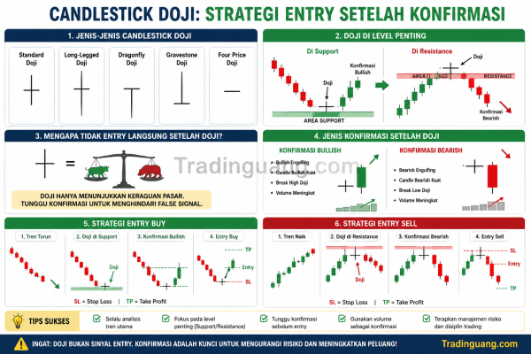 Strategi Entry Setelah Konfirmasi Candlestick Doji di Level Penting