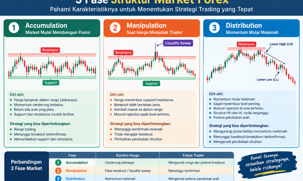 Memahami 3 Fase Struktur Market Forex untuk Menentukan Strategi Trading yang Tepat
