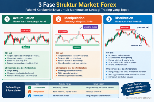 Memahami 3 Fase Struktur Market Forex untuk Menentukan Strategi Trading yang Tepat