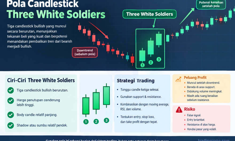 Candlestick Threee White Soldiers: Definisi, Strategi, Peluang Profit, dan Resiko