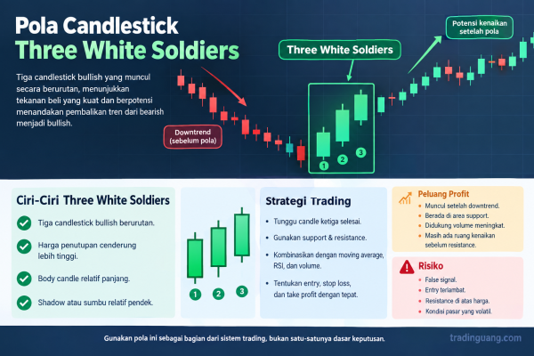 Candlestick Threee White Soldiers: Definisi, Strategi, Peluang Profit, dan Resiko